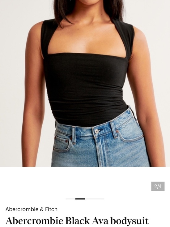 Abercrombie & Fitch Tops - Abercrombie & Fitch Ava Ruched Square Neck Bodysuit Black Small Trendy Summer